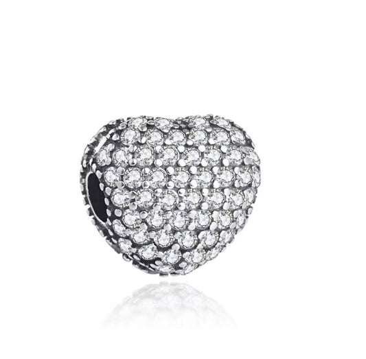 Zirconia clip heart charm